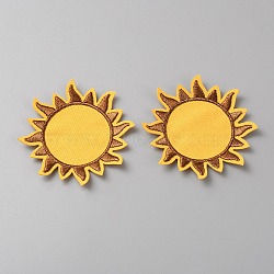 Sun Polyester Cloth Embroidery Sew on Appliques, Sewing Craft Decoration, Gold, 75x75x1.5mm(PATC-WH0008-71)