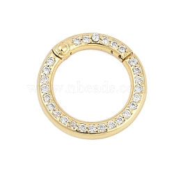 Brass Micro Pave Cubic Zirconia Twister Clasp, Round, Long-Lasting Plated, Rack Plating, Lead Free & Cadmium Free, Real 18K Gold Plated, 15x2.5mm(KK-G522-16G)