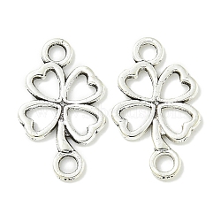 Tibetan Style Alloy Shamrock Connector Charms, Clover Outline Links, Lead Free & Cadmium Free, Antique Silver, 15.5x30x1.5mm, Hole: 2.5mm(TIBE-I026-6013AS)