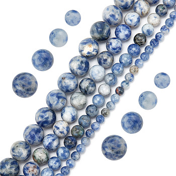 4 Strands 4 Styles Natural Blue Spot Jasper Beads Strands, Round, 4~10mm, Hole: 0.5~1mm, about 1 strand/style