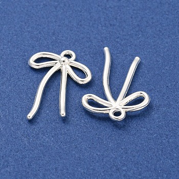 Rack Plating Alloy Pendants, Bowknot Charms, Silver, 19x13x2mm, Hole: 1.4mm