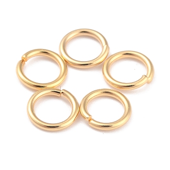 Rack Plating Brass Jump Rings, Open Jump Rings, Long-Lasting Plated, Real 24K Gold Plated, 7x1mm, 18 Gauge, Inner Diameter: 5mm