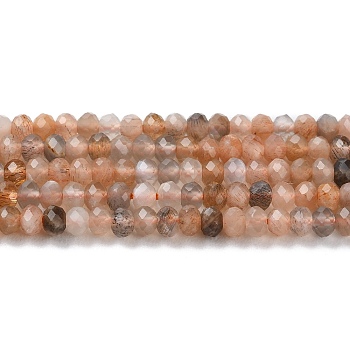 Natural Multi-Moonstone Beads Strands, Faceted, Rondelle, 3x2mm, Hole: 0.7mm, about 168pcs/strand, 15.35~15.43 inch(39~39.2cm)