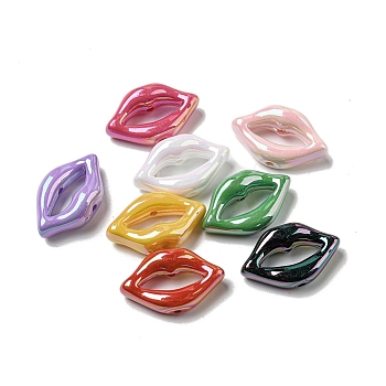 UV Plating Acrylic Bead, Lip, Mixed Color, 15.5x25.5x9mm, Hole: 1.8mm