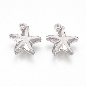 Tarnish Resistant 201 Stainless Steel Pendants, Star, Stainless Steel Color, 13.5x12x3mm, Hole: 1.4mm