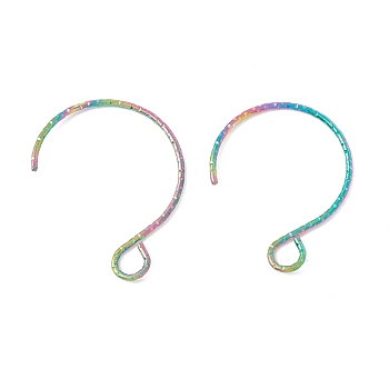 Rainbow Color Ion Plating(IP) 316 Surgical Stainless Steel Earring Hooks, with Horizontal Loops, 19x15mm, Hole: 3x2.6mm, 22 Gauge, Pin: 0.6mm
