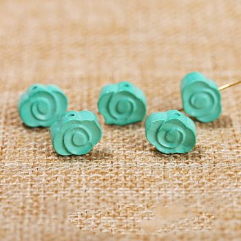 Natural Magnesite Carved Beads, Dyed, Turquoise Color, Cloud, 8x10mm