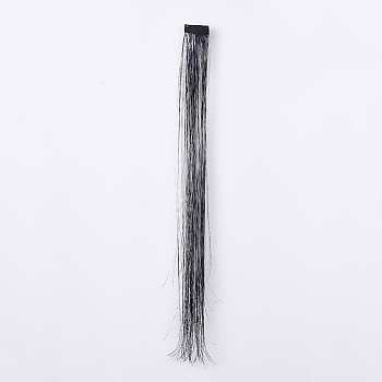 Fashion Women's Hair Accessories, with PET & Braid Nylon Metallic Cord Hair Wigs, Black, 500x35mm