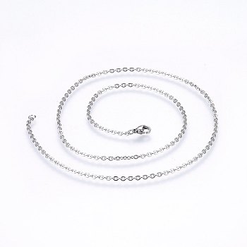 304 Stainless Steel Cable Chains Necklaces, with Lobster Claw Clasps, Stainless Steel Color, 19.7 inch(50cm), 2.3mm