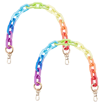 WADORN Bag Chains Strap, with Opaque Acrylic Linking Rings, Alloy Spring Gate Rings & Swivel Clasps, for Bag Replacement Accessories, Colorful, 420mm