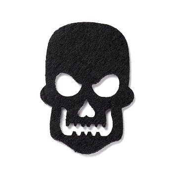 Wool Felt Skull Party Decorations, Halloween Themed Display Decorations, for Decorative Tree, Banner, Garland, Black, 60x42x2mm