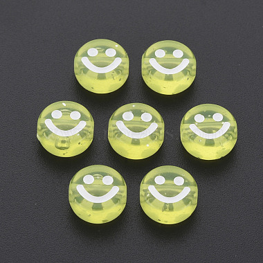 Yellow Flat Round Acrylic Beads