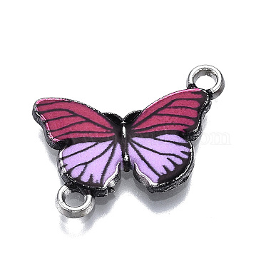 Platinum Cerise Butterfly Alloy+Enamel Links