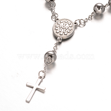 Rosary Bead Bracelets with Cross(X-BJEW-E282-01P)-3