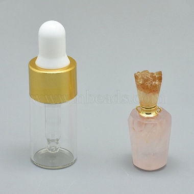 Pendentifs de bouteille de parfum ouvrants en quartz rose naturel(G-E556-03D)-1
