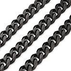 304 Stainless Steel Chain, Ion Plating(IP), Unwelded, Curb Chains, Black, 14x11.5~12x4.5~5mm(CHS-P007-05B)