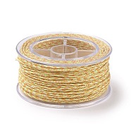 Macrame Cotton Cord, Braided Rope, with Plastic Reel, for Wall Hanging, Crafts, Gift Wrapping, Pale Goldenrod, 1.2mm, about 26.25 Yards(24m)/Roll(OCOR-H110-01B-15)