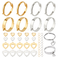 DIY Heart Charm Adjustable Ring Making Kit, Including 304 Stainless Steel Loop Ring Bases, Jump Rings, 201 Stainless Steel Charms, Golden & Stainless Steel Color, 80Pcs/box(STAS-NB0001-89)