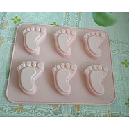 Food Grade Silicone Molds, Fondant Molds, For DIY Cake Decoration, Chocolate, Candy, UV Resin & Epoxy Resin Jewelry Making, Baby Feet, Pink, 157.5x131.5x13.5mm, Feet: 36x45mm(DIY-L025-015)