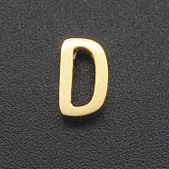 201 Stainless Steel Charms, for Simple Necklaces Making, Laser Cut, Letter, Golden, Letter.D, 8x5x3mm, Hole: 1.8mm(STAS-R109-JA433-D-2)