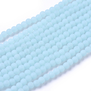 Frosted Opaque Glass Bead Strands, Round, Light Sky Blue, 2.5mm, Hole: 0.7mm, about 150pcs/strand, 15.35 inch(39cm)(X-FGLA-G002-A02)