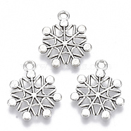 Tibetan Style Alloy Pendants, Lead Free & Cadmium Free, Snowflake, Antique Silver, 19.5x16.5x1.5mm, Hole: 1.8mm(X-TIBE-N010-16AS-RS)