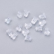 Silicone Ear Nuts, Earring Backs, Clear, 6x5mm, Hole: 0.7mm, about 500pcs/bag(KY-P012-02)