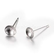 304 Stainless Steel Stud Earring Findings, Stainless Steel Color, 6mm, Pin: 0.8mm(STAS-T007-05)