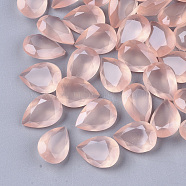 Pointed Back Resin Rhinestone Cabochons, Translucent, Imitation Lampwork, Faceted, Teardrop, Light Salmon, 13.5~14x9.5~10x5.5mm, about 220pcs/bag(CRES-S380-10x14mm-A03)