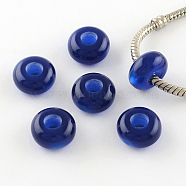 Imitation Cat Eye Resin European Beads, Large Hole Rondelle Beads, Blue, 13~14x7~7.5mm, Hole: 5mm(X-RPDL-S001-03)