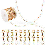 DIY Chain Necklace Bracelet Making Kit, Including Brass Cable Chains, 304 Stainless Steel Lobster Claw Clasps & Jump Rings, Real 14K Gold Plated, Chain: 3.5~4.9x1.4~2x0.4mm, 5M/set(DIY-TA0004-92)