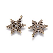 Christmas Snowflake Tibetan Style Alloy Pendants, Lead Free and Cadmium Free, Antique Bronze, 23x17.5mm, Hole: 1.5mm(X-MLF0353Y)
