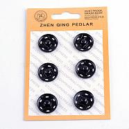 Brass Sewing Snap Button, Press Studs, Garment Buttons, Flat Round, Gunmetal, 17x5.5mm, Hole: 3x1.5mm, 6sets/card(SNAP-R023-17mm-B)