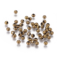 Iron Spacer Beads, Round, Nickel Free, Antique Bronze, 4mm, Hole: 1.5mm(E148Y-NFAB)