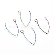 Ion Plating(IP) 304 Stainless Steel Earring Hooks, with Horizontal Loop, Rainbow Color, 26x15.5mm, Hole: 2.5mm, 20 Gauge, Pin: 0.8mm(STAS-L216-03A-M)