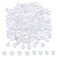 Eco-Friendly Transparent Acrylic Beads, Star, Heart, Clear AB, 9~10x8.5~10x4~4.5mm, Hole: 1.5mm, 400pcs/style(TACR-DC0001-04B)