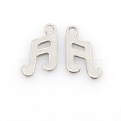 304 Stainless Steel Charms, Musical Note Pendants, Stainless Steel Color, 12x8x1mm, Hole: 1mm(STAS-J014-08)