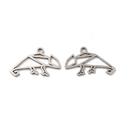 201 Stainless Steel Pendants, Hollow Lizard Charm, Stainless Steel Color, 11x18x1mm, Hole: 1.4mm(STAS-K251-055P)