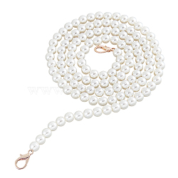 ABS Plastic Imitation Pearl Bag Strap Chains, with Alloy Clasps, for Bag Straps Replacement Accessories, Antique White, 125cm, Beads: 10mm, 2pcs/box(FIND-PH0004-06)