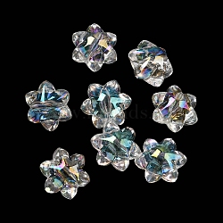 AB Color Plated Acrylic Beads, Flower, Clear AB, 10x9x7mm, Hole: 1.4mm(OACR-G034-04C)