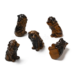 Natural Tiger Eye Sculpture Display Decorations, for Home Office Desk, Lion, 33.5~35x19~20.5x21~23mm(DJEW-Q002-01G)