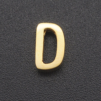 201 Stainless Steel Charms, for Simple Necklaces Making, Laser Cut, Letter, Golden, Letter.D, 8x5x3mm, Hole: 1.8mm