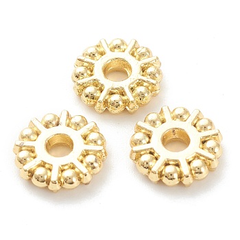 Rack Plating Alloy Spacer Beads, Lead Free & Cadmium Free, Long-Lasting Plated, Flat Round, Real 18K Gold Plated, 8.5x2mm, Hole: 2mm