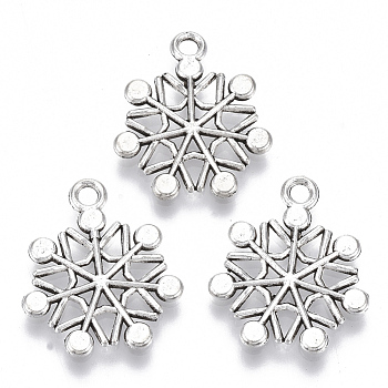 Tibetan Style Alloy Pendants, Lead Free & Cadmium Free, Snowflake, Antique Silver, 19.5x16.5x1.5mm, Hole: 1.8mm