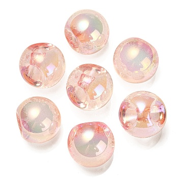 UV Plating Rainbow Iridescent Acrylic Beads, Round, Top Drilled, Light Coral, 20x20x20mm, Hole: 3mm