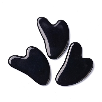 Natural Black Obsidian Gua Sha Boards, Scraping Massage Tools, Gua Sha Facial Tools, Heart, 78x55x6.5mm