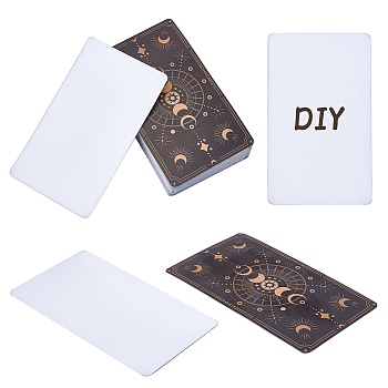 Tarot Rectangle Coated Paper, Moon Phase Pattern, Black, 69x118x0.3mm