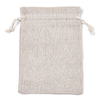 Cotton Cloth Packing Pouches Drawstring Bags, Gift Sachet Bags, Muslin Bag Reusable Tea Bag, Rectangle, Old Lace, 14x10cm