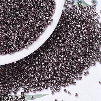 MIYUKI Delica Beads, Cylinder, Japanese Seed Beads, 11/0, (DB0454) Galvanized Smoky Amethyst, 1.3x1.6mm, Hole: 0.8mm, about 2000pcs/10g
