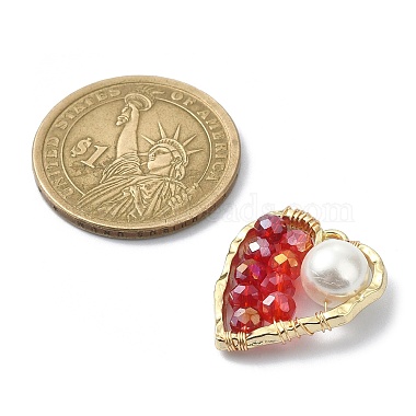 5pcs 5 pendentifs en perles de verre et de coquillages naturels de couleur(PALLOY-TA00076)-3